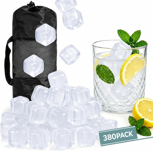 380 Pack Reusable Ice Cubes for Drinks, Transparent Square