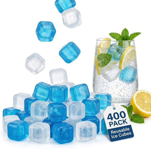 400 Pack Reusable Ice Cubes Bpa-Free Plastic, Non-Diluting for Drinks | Refreezable Ice Cubes for Coolers, Lunch Boxes, Whiskey, Coffee, Iced Tea, Bars, Parties, Camping, and Outdoorice Baths,